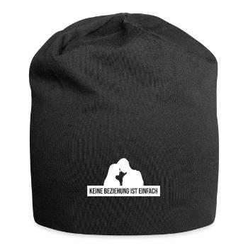 Keine Beziehung ist einfach - Jersey-Beanie - Schwarz - Vorne