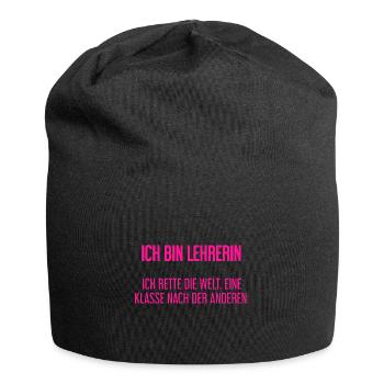 Ich bin Lehrerin - ich rette die Welt - Jersey-Beanie - Schwarz - Vorne