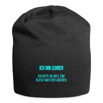 Ich bin Lehrer - ich rette die Welt - Jersey-Beanie - Schwarz - Vorne