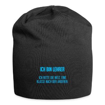 Ich bin Lehrer - ich rette die Welt - Jersey-Beanie - Schwarz - Vorne
