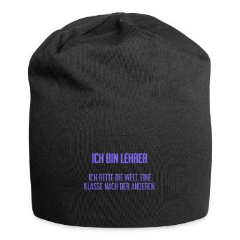 Ich bin Lehrer - ich rette die Welt - Jersey-Beanie - Schwarz - Vorne
