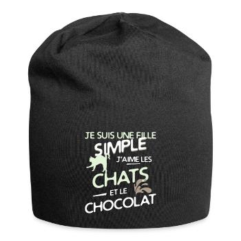 Chats - une fille simple - Bonnet en jersey - noir - Devant