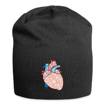Herz Anatomie Biologe Herzschlag Medizin Geschenk - Jersey-Beanie - Schwarz - Vorne