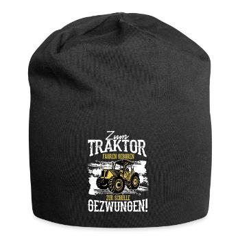Einschulung Schule Klasse Schulkind Traktor - Jersey-Beanie - Schwarz - Vorne