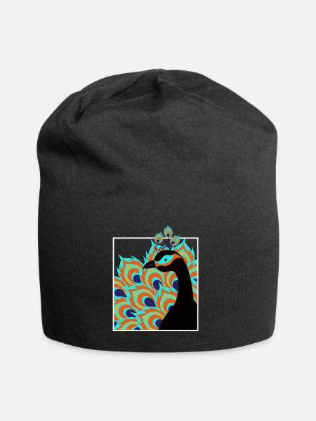 peacock - Jersey Beanie - black