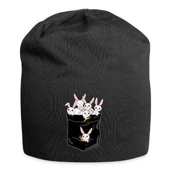 Kaninchen Hase Haustier Karnickel Geschenk - Jersey-Beanie - Schwarz - Vorne