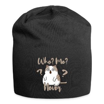 Who, me? Never - Erschrockene Katze - Jersey-Beanie - Schwarz - Vorne