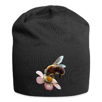 Biene auf Blume - Jersey-Beanie - Schwarz - Vorne