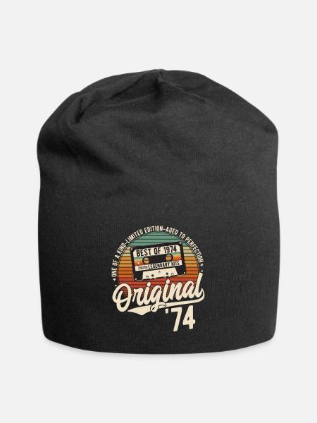 Original 1974 Jahrgang Vintage Geburtstag Retro - Jersey-Beanie - Schwarz