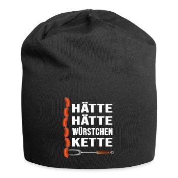 Grillen "hätte hätte Würstchenkette" Grillmeister - Jersey-Beanie - Schwarz - Vorne