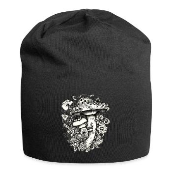 Pilze, Magic mushrooms, Herbst, Wald, Natur - Jersey-Beanie - Schwarz - Vorne