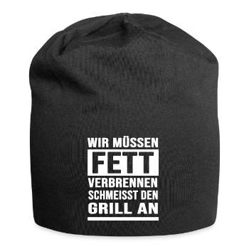 Grillen BBQ Grillmaster grillt "verbrennt Fett" - Jersey-Beanie - Schwarz - Vorne