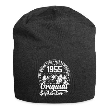 September 1955 Original:69 Jahre altes Geburtstagsgeschenk - Jersey-Beanie - Anthrazit - Vorne