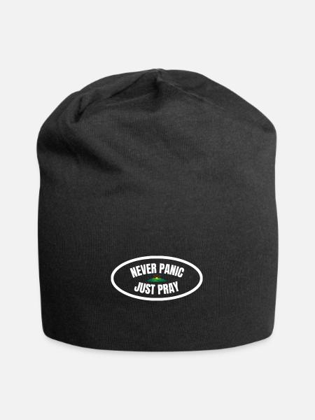 Never Panic Just Pray Christlich Beten Geschenk - Jersey-Beanie - Schwarz