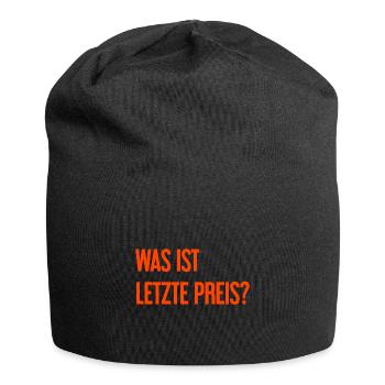 Was ist letzte Preis? - Jersey-Beanie - Schwarz - Vorne