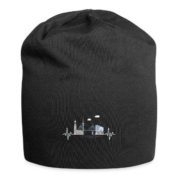 Hambourg Skyline Heartbeat Hambourg Elbe Nord - Bonnet en jersey - noir - Devant