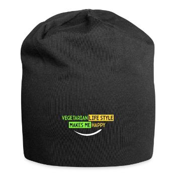 mode de vie végétarien - Je suis heureux - Bonnet en jersey - noir - Devant