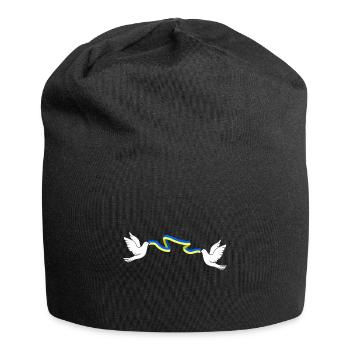 Dove Ribbon Ukraine Two Dove Biting Ukraine Flag - Jersey-Beanie - Schwarz - Vorne