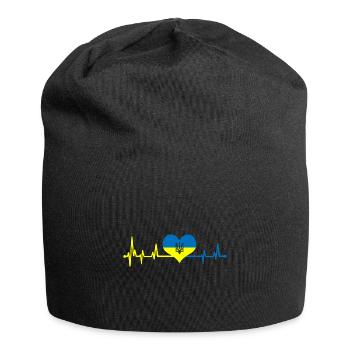 Heartbeat Ukraine Flag I Stand With Ukraine - Jersey Beanie - black - Front