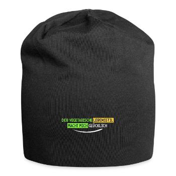 vegetarisch macht mich glücklich - Jersey-Beanie - Schwarz - Vorne