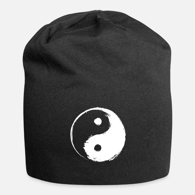 Yin Yang Kreis (weiß) - Jersey-Beanie - Schwarz
