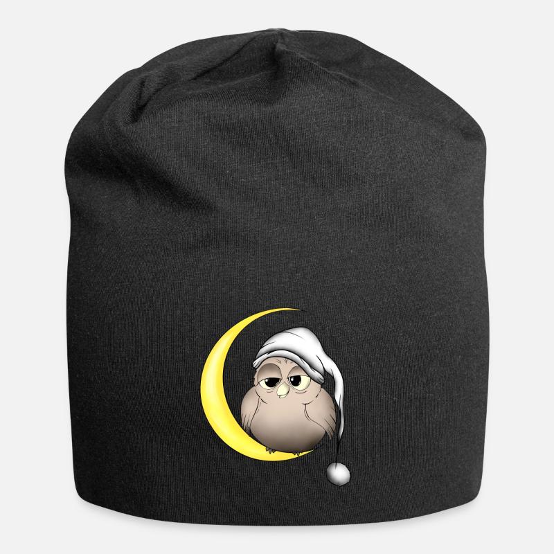 Eule - Jersey-Beanie - Schwarz