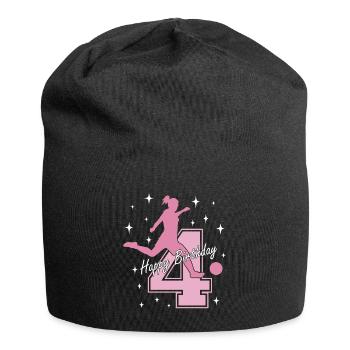 4. Geburtstag Fussball Fussballspielerin - Jersey-Beanie - Schwarz - Vorne