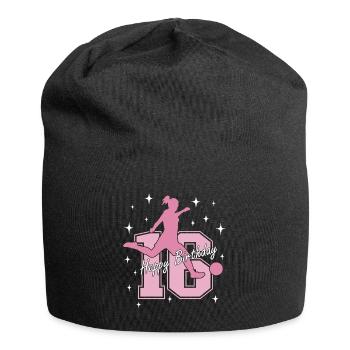 16. Geburtstag Fussball Fussballspielerin - Jersey-Beanie - Schwarz - Vorne