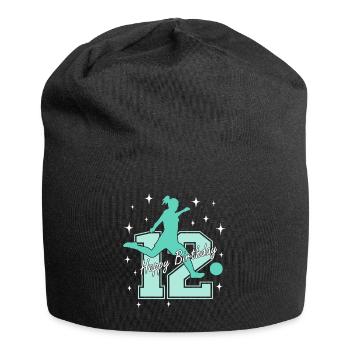 12. Geburtstag Fussball Fussballspielerin - Jersey-Beanie - Schwarz - Vorne