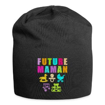 Future maman annonce grossesse femme enceinte bébé - Bonnet en jersey - noir - Devant