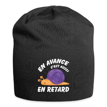 En avance c'est aussi en retard - Bonnet en jersey - noir - Devant
