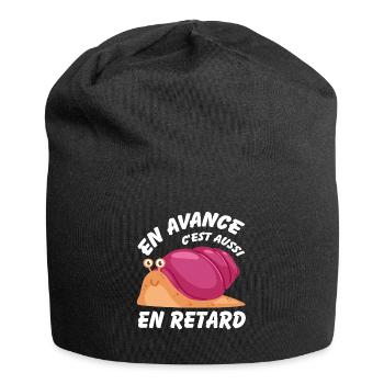 En avance c'est aussi en retard - Bonnet en jersey - noir - Devant