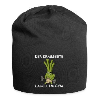 Der krasseste Lauch im Gym | Fitness, Training - Jersey-Beanie - Schwarz - Vorne