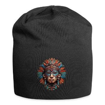 Ornate Carved Aztec, Mayan, Inca Mask - Jersey Beanie - black - Front