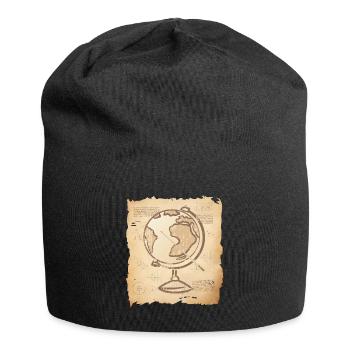 Geografie - Vintage Globus & Zeigestock - Jersey-Beanie - Schwarz - Vorne