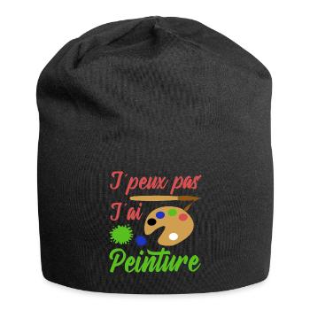 Peinture shirt je peux pas j´ai peinture artiste - Bonnet en jersey - noir - Devant