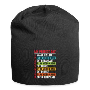 Ma journée parfaite joueur de jeux vidéo - Bonnet en jersey - noir - Devant