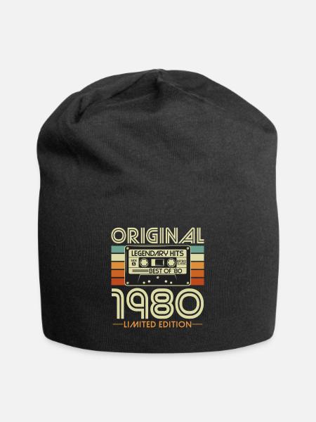 Original 1980 Jahrgang Vintage Geburtstag Retro - Jersey-Beanie - Schwarz