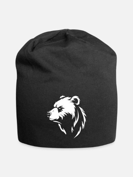 Bär - Jersey-Beanie - Schwarz