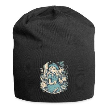 Moderne Alice im Wunderland Zeichnung - Jersey-Beanie - Schwarz - Vorne