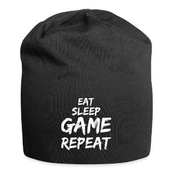 Eat Sleep Game Repeat Geschenk für Gamer - Jersey-Beanie - Schwarz - Vorne