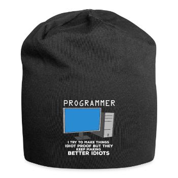 I Try To Make Things Idiot Proof But They Keep - Jersey-Beanie - Schwarz - Vorne