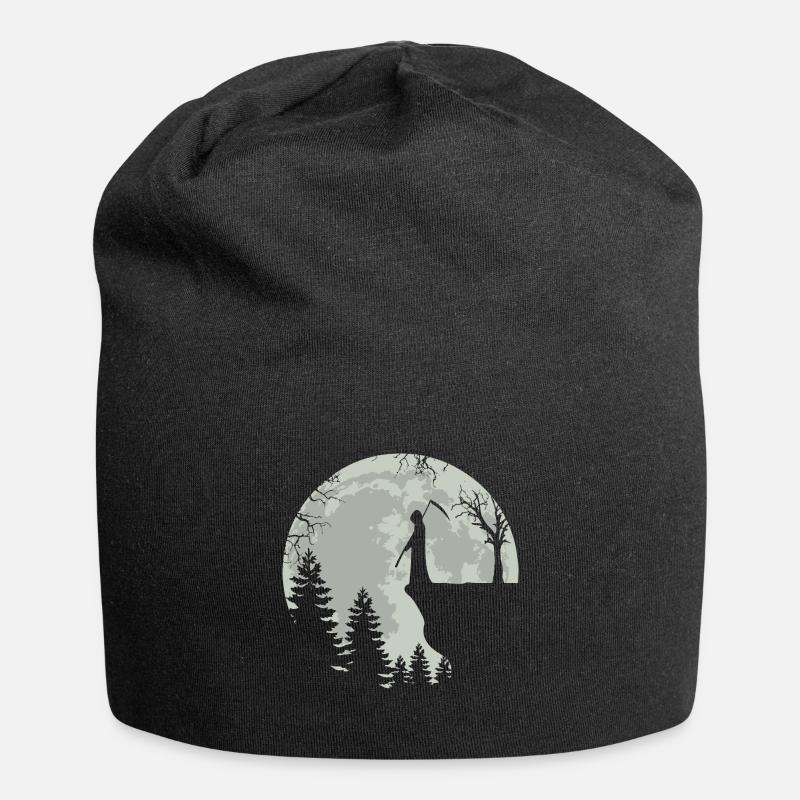 Skeleton Full Moon Grim Reaper - Jersey Beanie - black