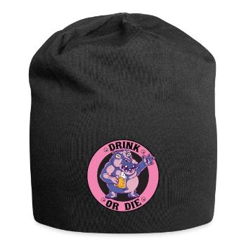 Team Saufen Bier Trinken - Lustiges Saufen - Jersey-Beanie - Schwarz - Vorne