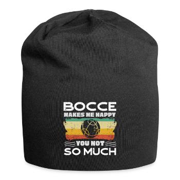 Bocce Ball Player Boules Bocce Makes Me Happy - Jersey Beanie - black - Front