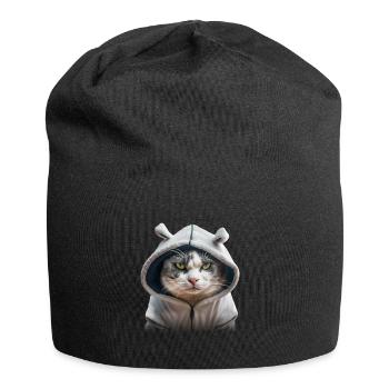 grimmige Katzte mit Hoodie - Jersey-Beanie - Schwarz - Vorne