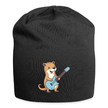 Cute mongoose playing guitar - Jersey Beanie - black - Front