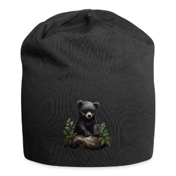 Amerikanischer Schwarzbär Baby Bär Tier Wald Natur - Jersey-Beanie - Schwarz - Vorne