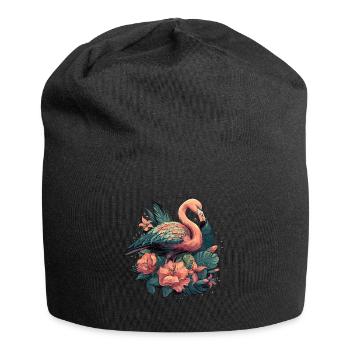 Flamingo Vogel Natur Tiere Wildnis Tropisch - Jersey-Beanie - Schwarz - Vorne