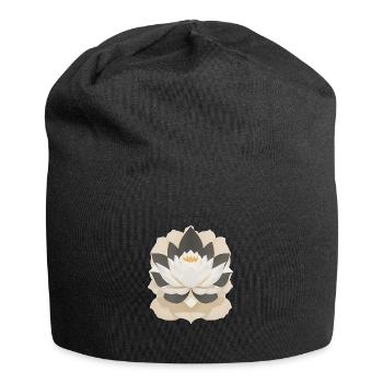 Lotusblume - Jersey-Beanie - Schwarz - Vorne